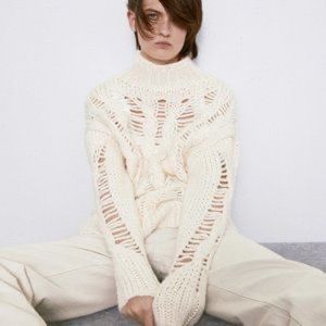 NWT 🤍  CABLE KNIT SWEATER Zara Sz S